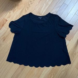 Topshop A-Line Swing Scallop Short Sleeve Shirt
